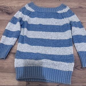 Blue and White Striped Women's Sweater